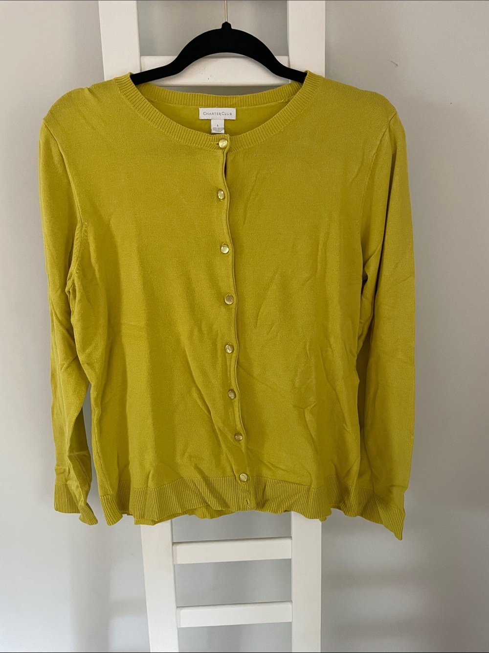 Charter Club Chartreuse Green  Button-Front Cardigan